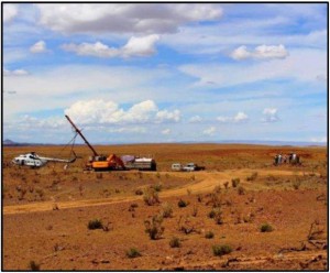Drilling at Altan Nar, southwest Mongolia. Source: Erdene Resource Development Corp.