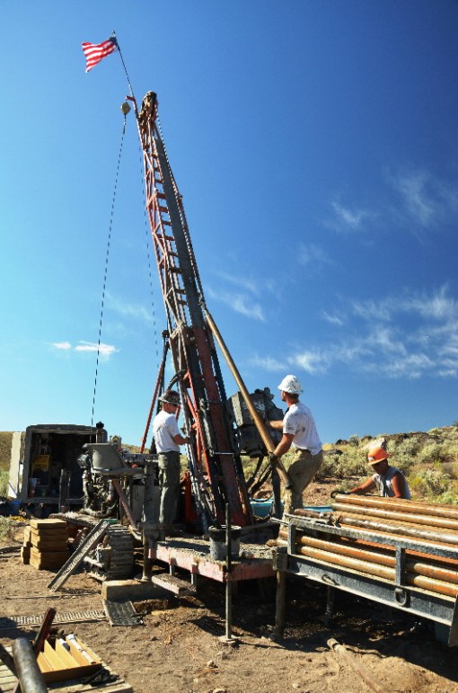Diamond drilling at the Grassy Mountain Gold Project in eastern Oregon. Source: Calico Resources Corp.
