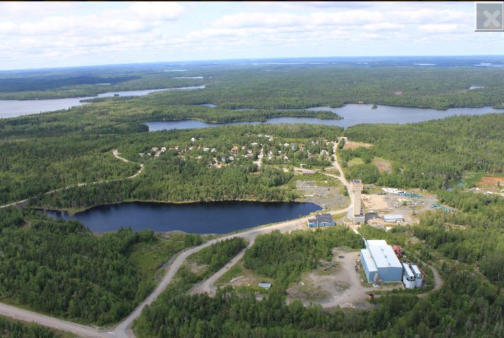 Madsen headframe, mill, tailings facility and mine village mine village located 16 km west of Red Lake, Ontario. Source: Pure Gold Mining Inc.