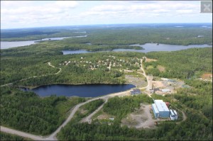 The Madsen headframe, mill, tailings facility and village 16 km from Red Lake, Ontario. Source: Pure Gold Mining Inc.
