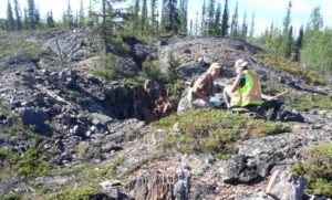 Sampling on the Southbelt property of the Yellowknife City Gold Project, Northwest Territories. Source: TerraX Minerals Inc.