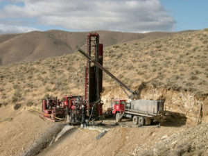 Drilling operations on the Core claims, part of the Robertson property in Nevada to be sold to Barrick Gold. Source: Coral Gold Resources Ltd.
