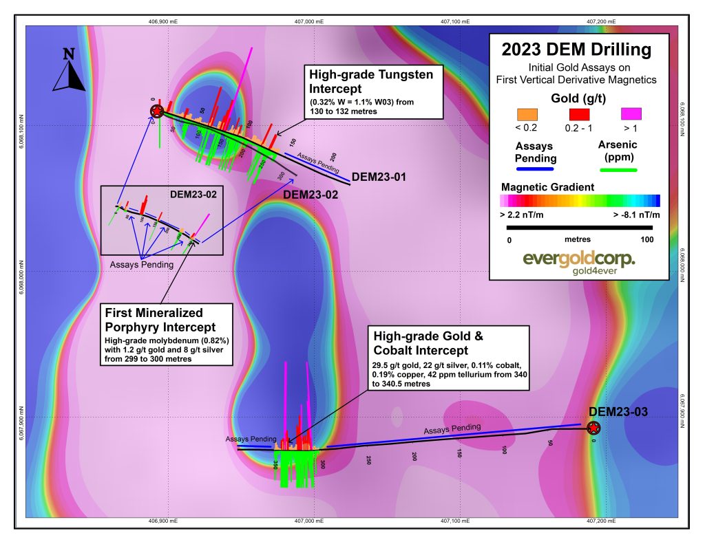 Evergold – First Drill Assays From DEM Porphyry Prospect, B.C., Return ...